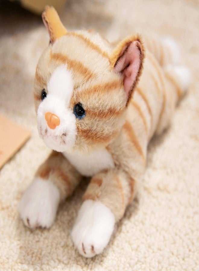 PEACH CAT Striped Cat Stuffed Animal 9.8" Realistic Kitten Plushies Soft Plush Toys Gifts for Kids Yellow - Image 1